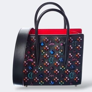 Christian Louboutin Calfskin Paloma S Mini Black Multicolor Loubinhesky Bag